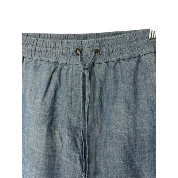 J.Crew Chambray Drawstring Pant Blue Relaxed Straight Leg Casual Relaxed Size 14 - Picture 4 of 12